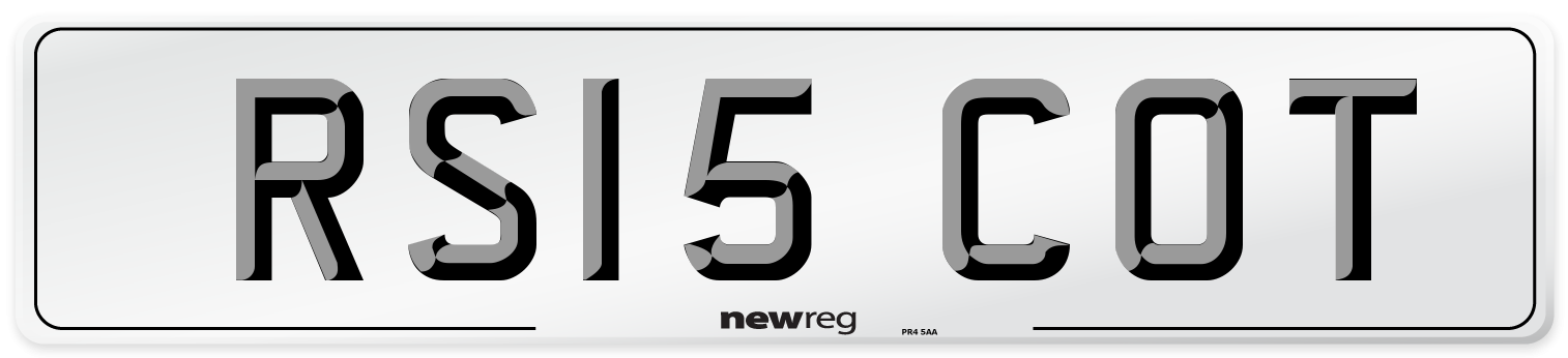 RS15 COT Number Plate from New Reg